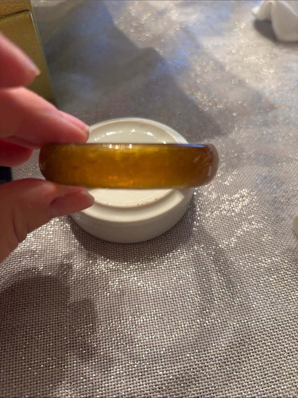Amber-Colored Bakelite Bangle Bracelet - Women Jewelry - Picture 2 of 4